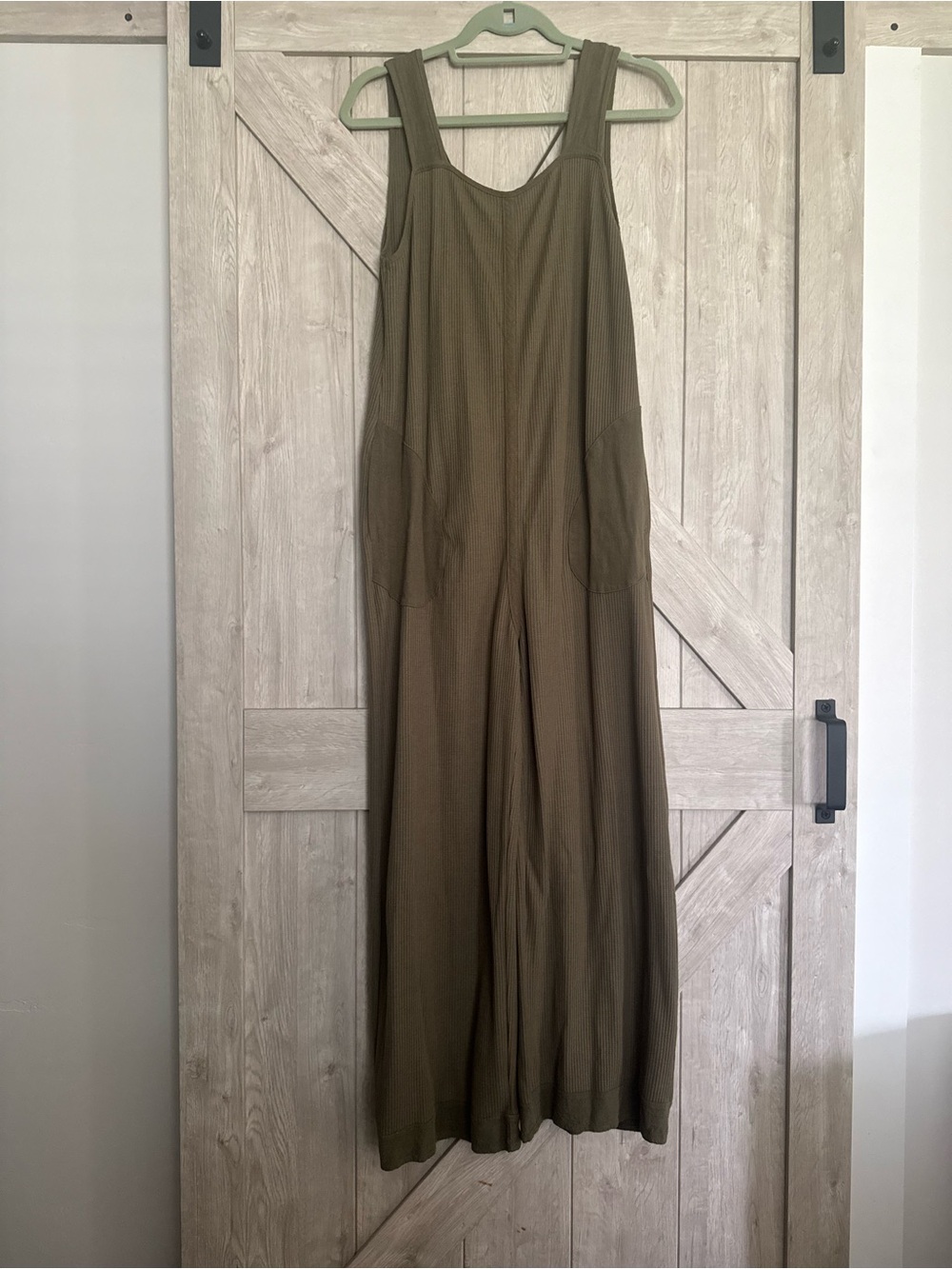 Womens Olive Wide-Leg Jumpsuit